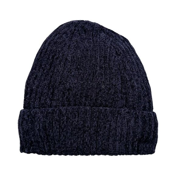The Winter Brand Chenille Beanie Dark Navy Black Marled Knit NWT - Picture 3 of 9